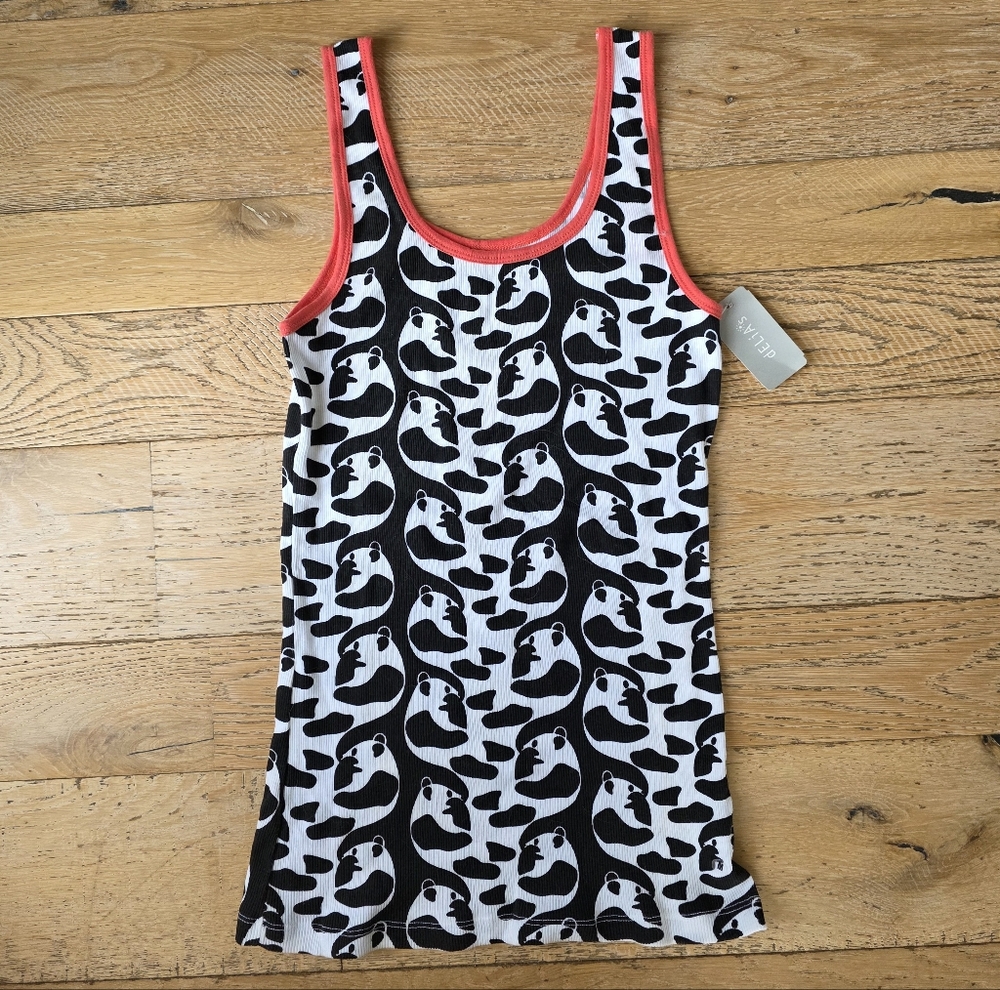 Vintage Delia*s Panda Black and White Patterned Boy Tank y2k '90's 2000's